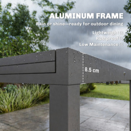 Outsunny 10 Seater 135-270cm Glass Top Aluminium Extendable Garden Dining Table Grey - Wilko - thumbnail 6
