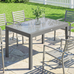 Outsunny 10 Seater 135-270cm Glass Top Aluminium Extendable Garden Dining Table Grey - Wilko - thumbnail 4