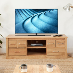 Baumhaus Mobel 6 Drawer Oak Widescreen TV Cabinet - Brown - Wilko - thumbnail 4