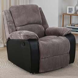 Furniture Online Postana Grey Jumbo Cord Manual Recliner Chair - Size: 103 x 93 x 93cm - Wilko