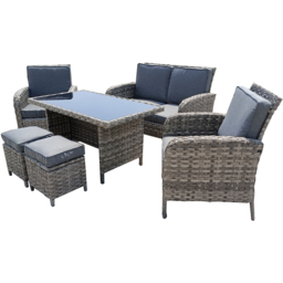 Furniture One 6 Seater Rattan Garden Lounge Set - Grey - Wilko - thumbnail 4