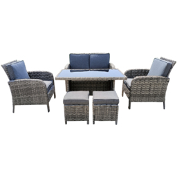 Furniture One 6 Seater Rattan Garden Lounge Set - Grey - Wilko - thumbnail 3