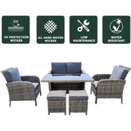 Furniture One 6 Seater Rattan Garden Lounge Set - Grey - Wilko - thumbnail 7