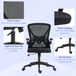 Portland Black Mesh Office Chair with Flip Up Armrests - Size: 62 x 62.5 x 108cm - Wilko - thumbnail 4