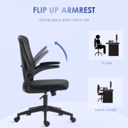 Portland Black Mesh Office Chair with Flip Up Armrests - Size: 62 x 62.5 x 108cm - Wilko - thumbnail 7