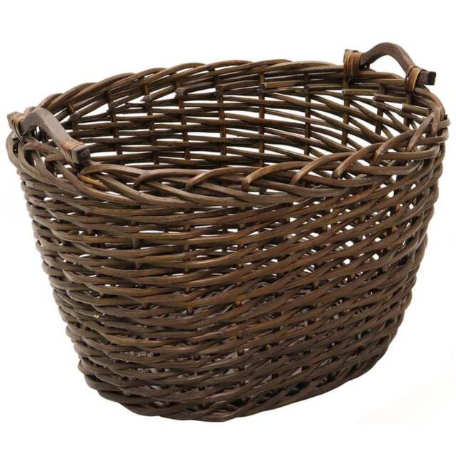 JVL Dark Willow Brown Log Basket with Metal Handles 36 x 55 x 47cm - Size: 55 x 46 x 36cm - JVL Homewares - Wilko - image 1