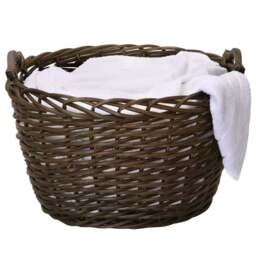 JVL Dark Willow Brown Log Basket with Metal Handles 36 x 55 x 47cm - Size: 55 x 46 x 36cm - JVL Homewares - Wilko - thumbnail 3