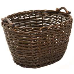 JVL Dark Willow Brown Log Basket with Metal Handles 36 x 55 x 47cm - Size: 55 x 46 x 36cm - JVL Homewares - Wilko