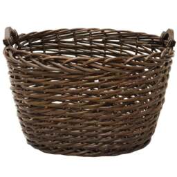 JVL Dark Willow Brown Log Basket with Metal Handles 36 x 55 x 47cm - Size: 55 x 46 x 36cm - JVL Homewares - Wilko - thumbnail 4