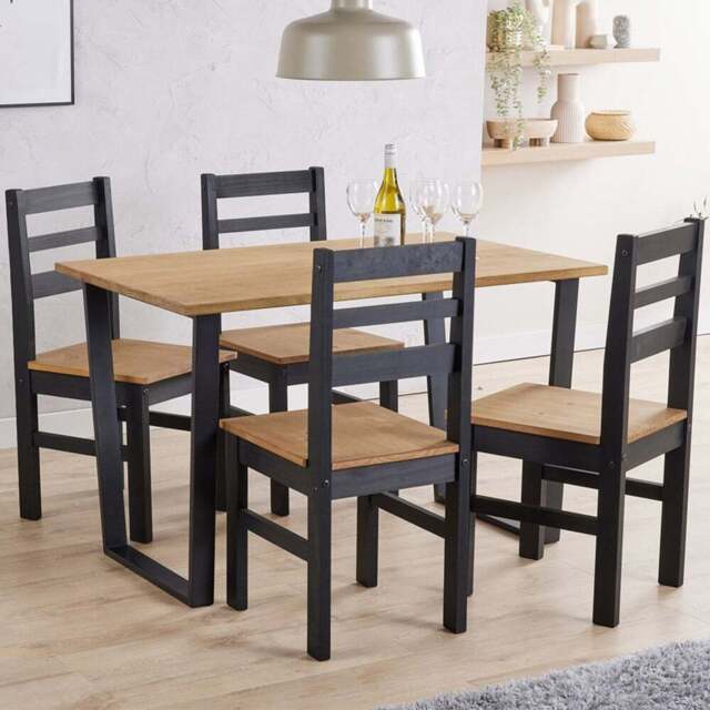 Core Product Texas Linea 4 Seater Dining Set Antique Wax Pine - Brown - Core Products - Wilko - image 1