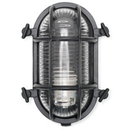 ValueLights Bow Black Nautical Oval Bulkhead Filament LED Outdoor Wall Light - Size: 10.5 x 13.5 x 20.5cm - Wilko
