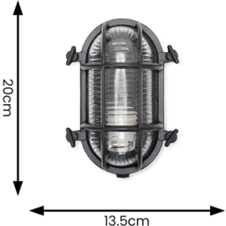 ValueLights Bow Black Nautical Oval Bulkhead Filament LED Outdoor Wall Light - Size: 10.5 x 13.5 x 20.5cm - Wilko - thumbnail 6