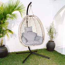 Samuel Alexander Cool Grey Hanging Egg Chair with Waterproof Cover - Size: Single Seater - Wilko