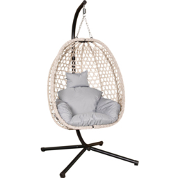 Samuel Alexander Cool Grey Hanging Egg Chair with Waterproof Cover - Size: Single Seater - Wilko - thumbnail 3