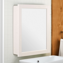 Premier Housewares White Mirror Bathroom Cabinet - Size: 51 x 16 x 66cm - Wilko