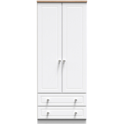 Crowndale Norfolk 2 Door 2 Drawer White Ash and Bardolino Oak Double Wardrobe - Size: 2 Door, 2 Drawer - Wilko - thumbnail 3