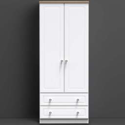 Crowndale Norfolk 2 Door 2 Drawer White Ash and Bardolino Oak Double Wardrobe - Size: 2 Door, 2 Drawer - Wilko - thumbnail 1