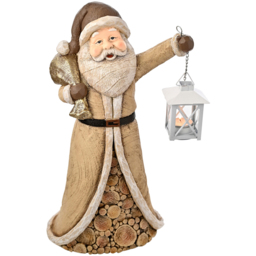 The Seasonal Gift Co. Wood Effect Santa with Candle Holder Lantern 46cm - Size: 44.5 x 26 x 16.5cm - Brown - Wilko - thumbnail 4