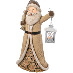 The Seasonal Gift Co. Wood Effect Santa with Candle Holder Lantern 46cm - Size: 44.5 x 26 x 16.5cm - Brown - Wilko - thumbnail 3