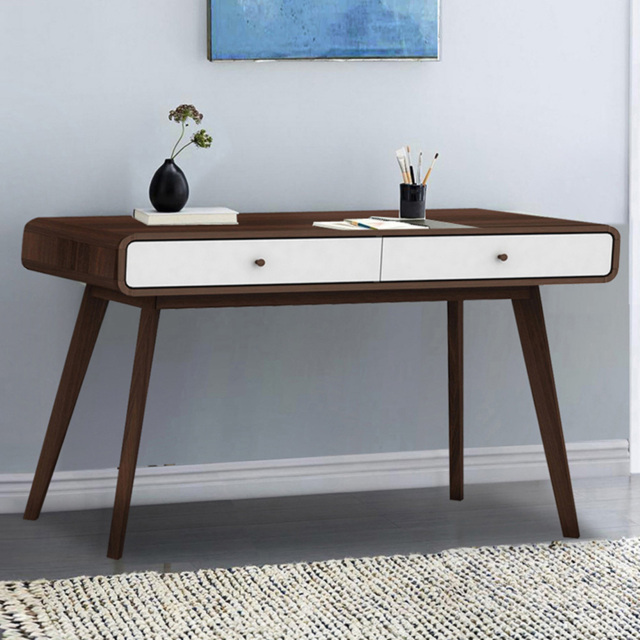 Loft24 Cassie 2 Drawer Walnut White Compact Desk - Size: 79 x 120 x 50cm - Walnut/White - Wilko - image 1