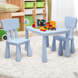 Costway 2 Seater Blue Kids Activity Table and Chair Set - Size: 81 x 61 x 18cm - Wilko