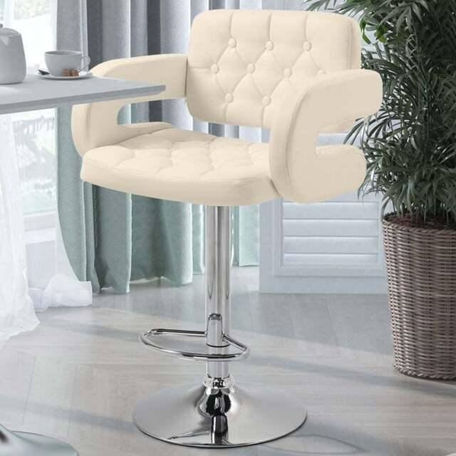 Portland Cream PU Leather Height Adjustable Swivel Bar Stool - Size: Single - White - Wilko - image 1