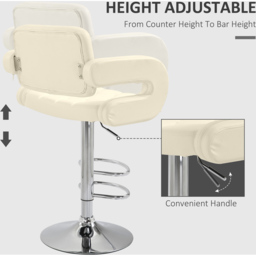 Portland Cream PU Leather Height Adjustable Swivel Bar Stool - Size: Single - White - Wilko - thumbnail 6