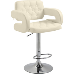 Portland Cream PU Leather Height Adjustable Swivel Bar Stool - Size: Single - White - Wilko - thumbnail 3