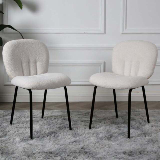 Muffin Set of 2 Cream Boucle Dining Chair - Home Garden Direct - Wilko - image 1
