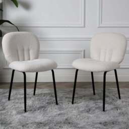 Muffin Set of 2 Cream Boucle Dining Chair - Home Garden Direct - Wilko - thumbnail 1