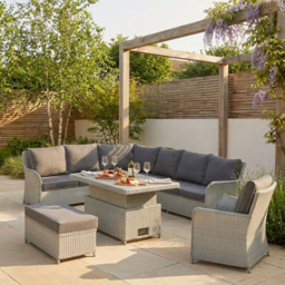 Antonia 9 Seater Grey Garden Corner Lounge Set - Wilko - thumbnail 3