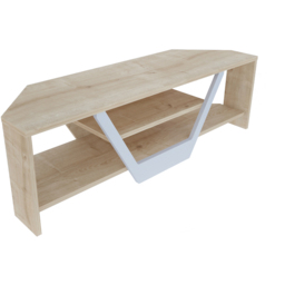 Decorotika Sares 2 Shelf Oak and White Modern TV Unit - Size: 36.8 x 120 x 35cm - Multi - Wilko - thumbnail 3