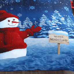 Velosso King Size Glitter Snowman Panel Duvet Set - Blue - Wilko - thumbnail 4