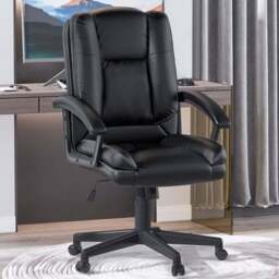 Portland Black PU Leather Swivel Office Chair - Size: 62 x 67 x 104cm - Wilko - thumbnail 1
