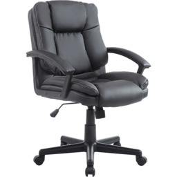 Portland Black PU Leather Swivel Office Chair - Size: 62 x 67 x 104cm - Wilko - thumbnail 3