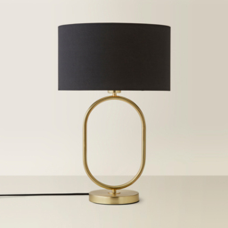 ValueLights Antonia Black Fabric Drum Lamp Shade Brushed Gold Oval LED Table Lamp - Size: 42.3 x 25 x 25cm - Wilko - thumbnail 6