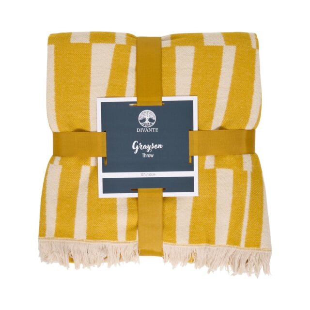 Grayson Woven Throw Ochre - Divante - Wilko - image 1