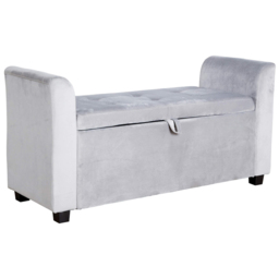 Home Source Verona Grey Velvet Sleigh Style Window Seat with Storage - Size: 55 x 114 x 41.5cm - Green - Wilko - thumbnail 3