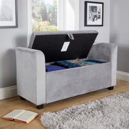 Home Source Verona Grey Velvet Sleigh Style Window Seat with Storage - Size: 55 x 114 x 41.5cm - Green - Wilko - thumbnail 7