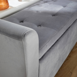 Home Source Verona Grey Velvet Sleigh Style Window Seat with Storage - Size: 55 x 114 x 41.5cm - Green - Wilko - thumbnail 4