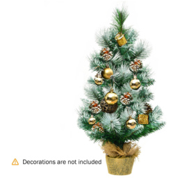 Costway Snow Flocked Artificial Christmas Pine Tree with Pine Cones 2ft - Green - Wilko - thumbnail 4