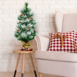 Costway Snow Flocked Artificial Christmas Pine Tree with Pine Cones 2ft - Green - Wilko - thumbnail 5
