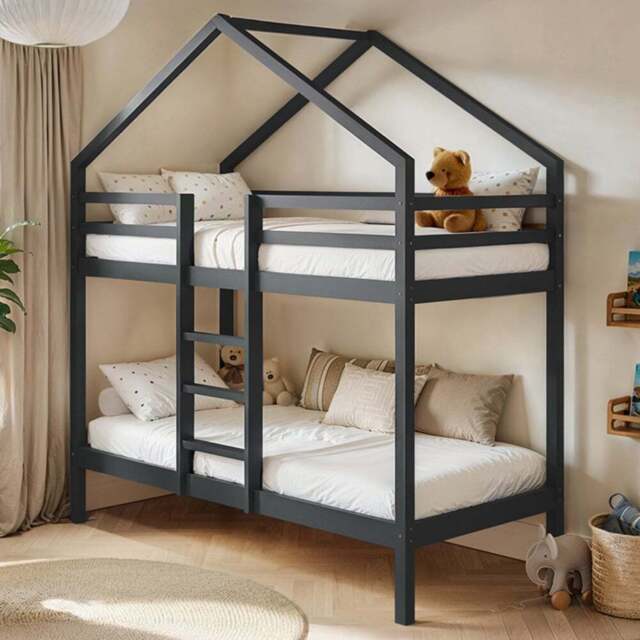Flair Grey Wooden Nest House Bunk Bed - Size: Single - Wilko - image 1