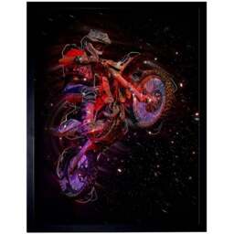 Wee Blue Coo Electric Light Motocross Bike Framed Wall Art Print 30 x 41cm - Size: 43.3 x 33.3 x 1.5cm - Red - Wilko - thumbnail 1