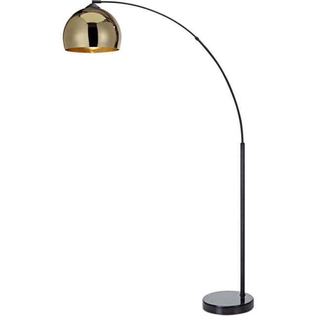 Teamson Home Arquer Gold Shade Black Marble Arc Floor Lamp - Size: 170.0 x 30.0 x 110.2cm - Wilko - image 1