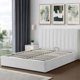 Brooklyn Evelynne King Size Light Grey Linen Ottoman Bed - Wilko