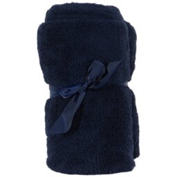 Teddy Fleece Plain Throw - Navy - Wilko