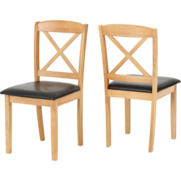 Seconique Mason Set of 2 Brown Oak Varnish Dining Chair - Wilko - thumbnail 3