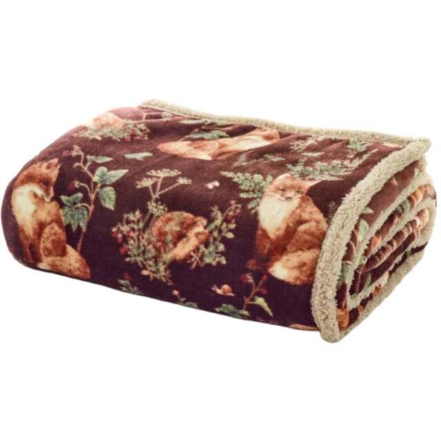 Deyongs Wine Woodland Wildlife Throw 140 x 180cm - Red - Wilko - image 1