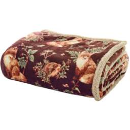 Deyongs Wine Woodland Wildlife Throw 140 x 180cm - Red - Wilko - thumbnail 1